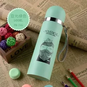 Изоляционная чашка из нержавеющей стали с героями мультфильмов, простая модная Корейская портативная детская чашка для мужчин и женщин, Студенческая бутылка-термос - Цвет: 500ML