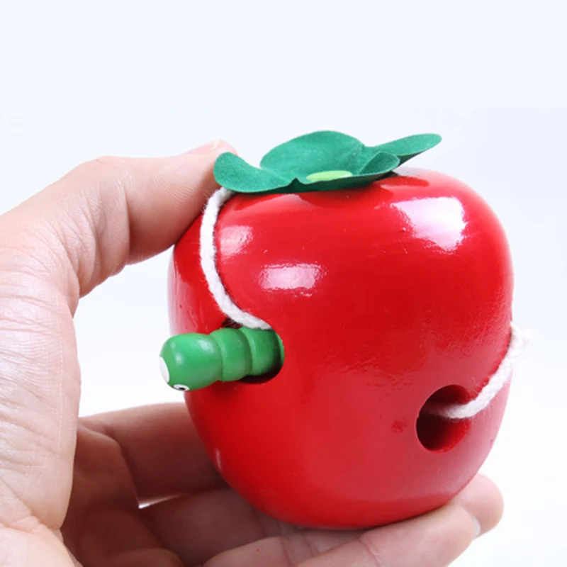 Гусеницы едят яблоко s Монтессори Раннее детство развивающие игрушки Веревка игрушки деревянная модель яблоко подарки для девочек 2 года