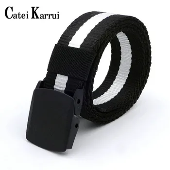 

Catei Karrui Men's casual fashion tactical belt Quick-Release Buckle Military Style Nylon Belt Loop and Hook Tail Fixation