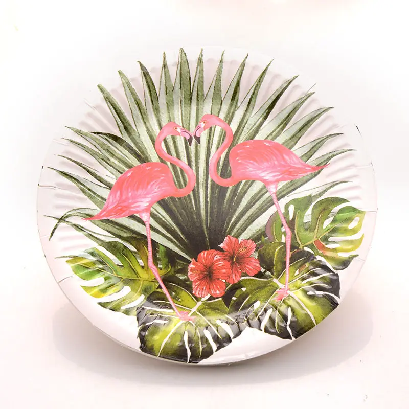 Hawaiian Luau Party Decoration Flamingo Tropical Palm Leaves Tableware Paper Plates Cups Pineapple Summer Birthday Party Decor