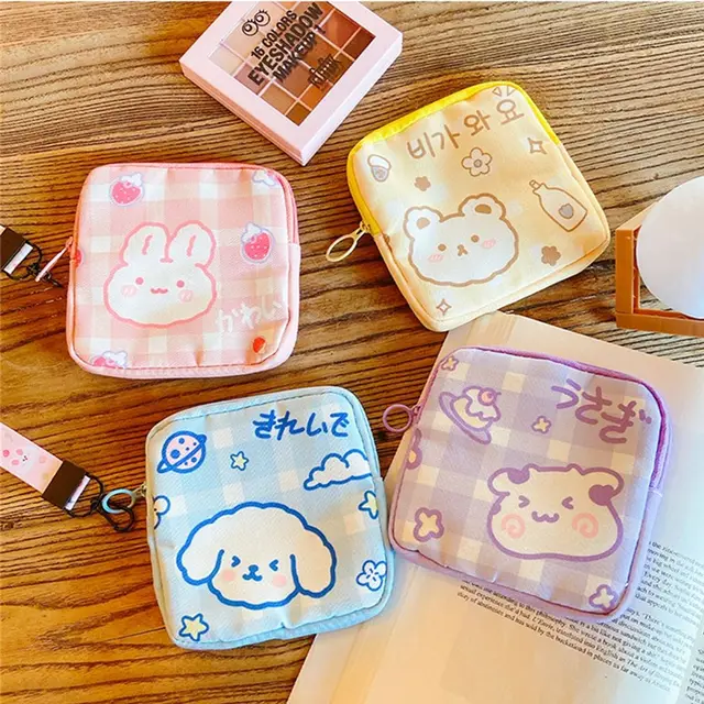 Aranyos Kawaii Utazási Kozmetikai Egészségügyi Párnák Szalvéta Tasak Érme Pénztárca Tároló Táska