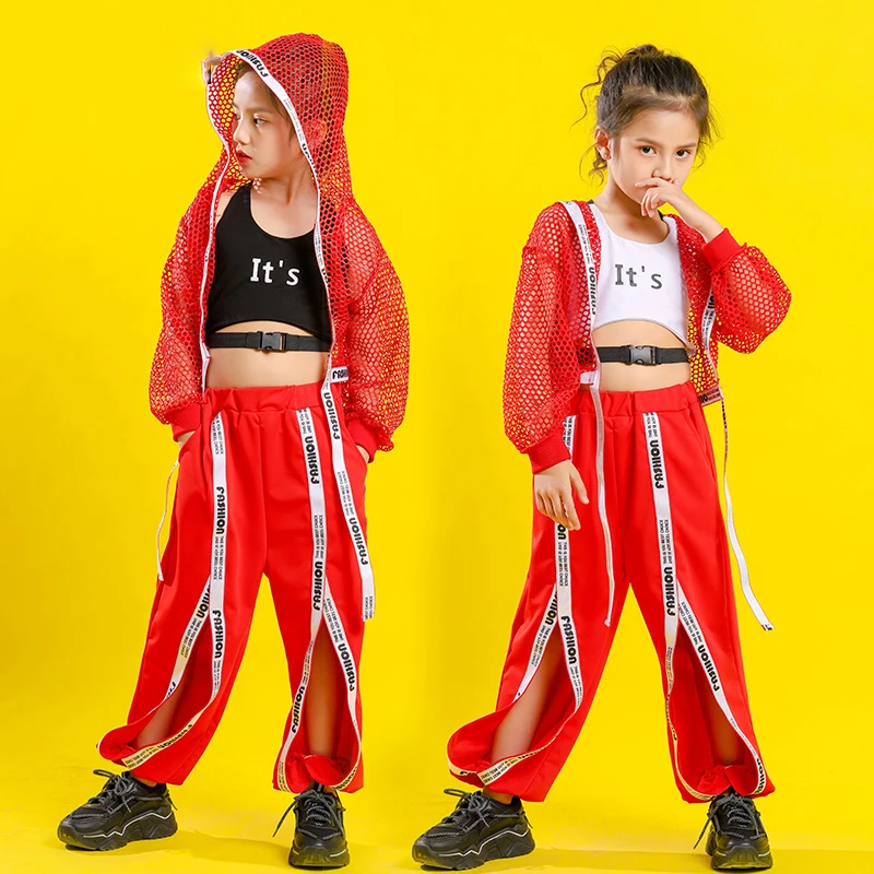 Girls Hip-Hop Catwalk Clothes Fashion Korean Children'S Jazz Dance Costume Ballroom Hip Hop Clothing Street Wear 110-180 |