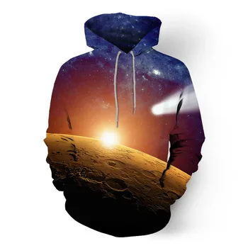 

Iron man blue starry sky 3D printing Hooded couple fashion Casual Youth Street Brand Hip Hop High Street Fashion Sweatshirt