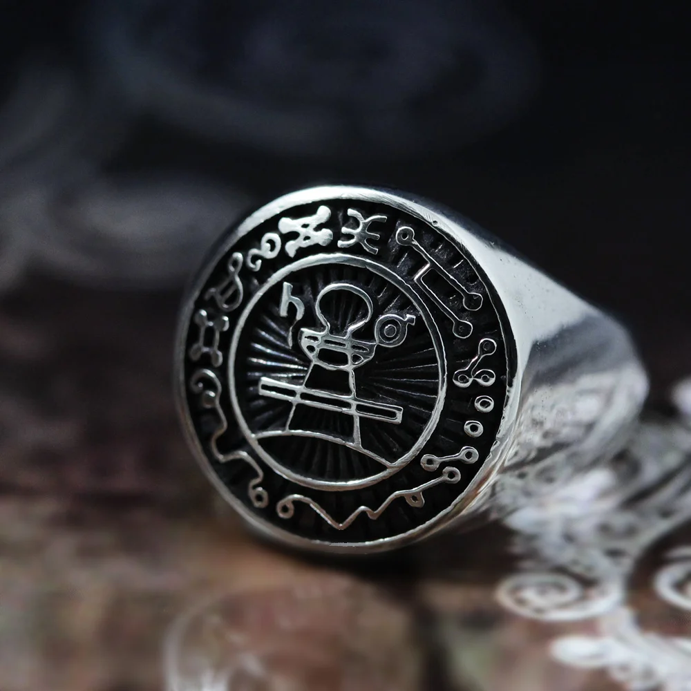 Seal of Solomon Seal Ring Magic Runes Stainless Steel Signet Rings Pagan Amulet Jewelry finger ring,stainless steel ring,signet ring