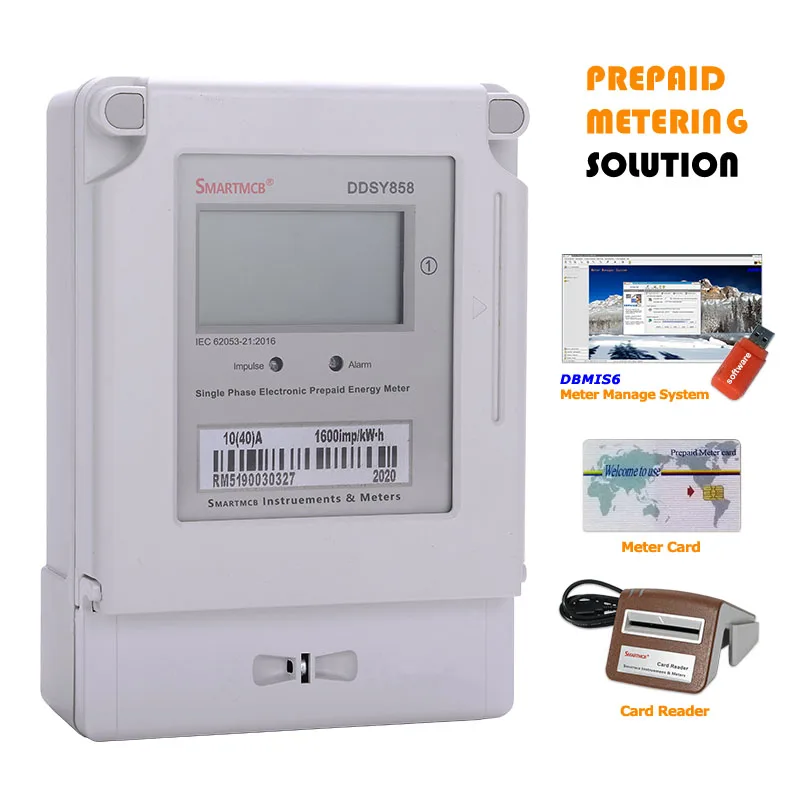Single Phase Prepaid Energy Meter Power Consumption Monitor KWh Meter