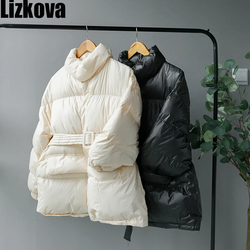 Зимняя куртка Dwon для женщин белая парка с воротником-стойкой размера плюс Талия Chalaza шикарный дизайн с карманами Повседневная Верхняя одежда