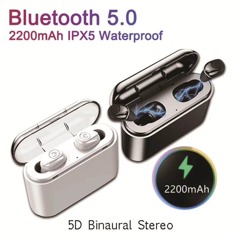 X8 TWS, Bluetooth, настоящие беспроводные наушники, 5D стерео наушники, мини TWS, водонепроницаемые наушники, 2200 мА/ч, внешний аккумулятор для смартфонов