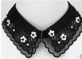 Neckline Fake Collar Женский шейный платок, жемчуг, бисер, стразы, кружево, органза, вырез, искусственный воротник, вышивка, шифон, съемный, ложный воротник, съемные Топы - Цвет: Neckline Fake Collar