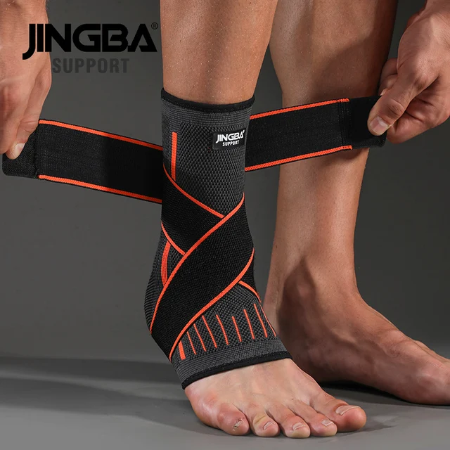 JINGBA SUPPORT 1 PCS Protective Football Ankle Support Basketball Ankle Brace Compression Nylon Strap Belt Ankle Protector Orange Bandage Ankle