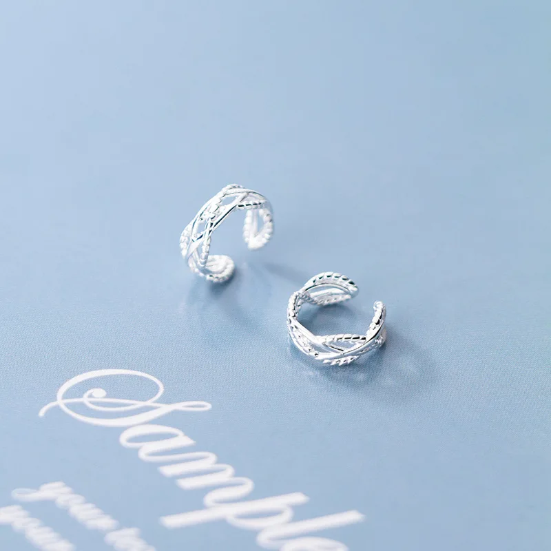 Real 925 Sterling Silver Hollow Twisted Lines Ear Cuff Wrap Earrings Cute Cartilage for Women Fine Jewelry | Украшения и