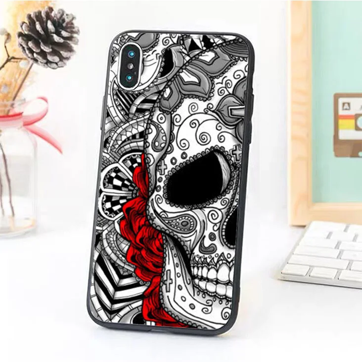 Мягкий резиновый чехол для телефона из ТПУ Bernandez 5 5S SE 6 6S iPhone 7 8 plus X Xs Max XR Sugar skull tattoo