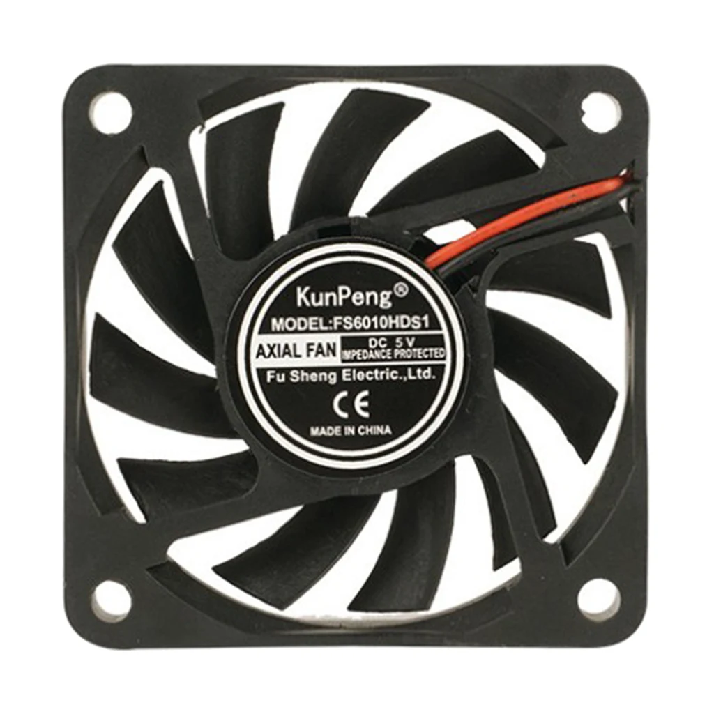 Black Cooling Fan 6010 5V 1.1W 6CM 60x60x10mm 2.4x2.4x0.4-inch, High Quality