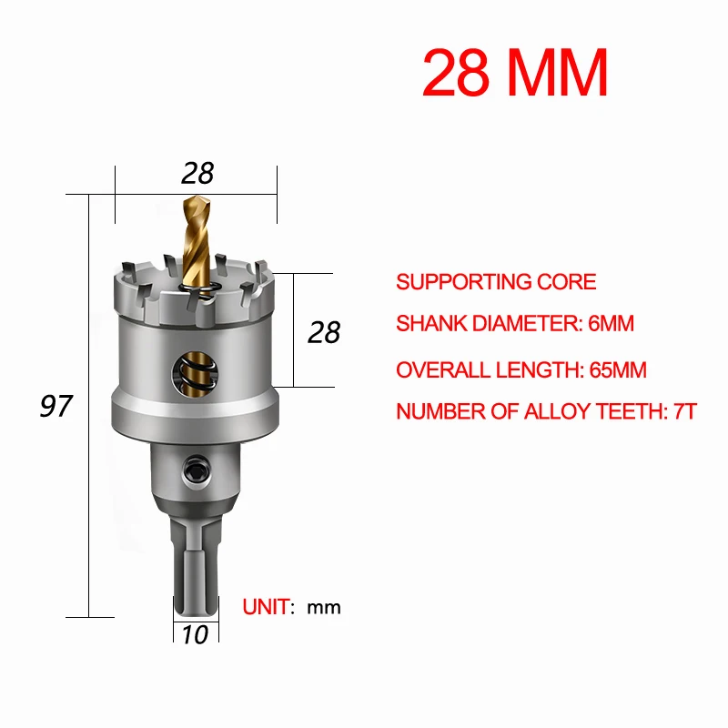 28mm 14-75 мм YG10X твердосплавный сверлильный нож для резки комплект для отверстия алюминиевый сплав железная пластина из нержавеющей стали 1 шт - Цвет: 28mm
