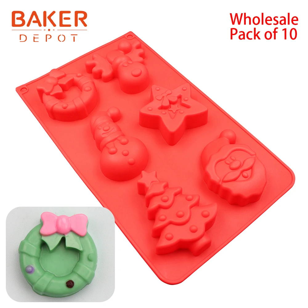 BAKER DEPOT силиконовые формы для торта Кондитерские рождественские ручной работы мыло смолы гипсовые формы для украшения торта набор инструментов из 10
