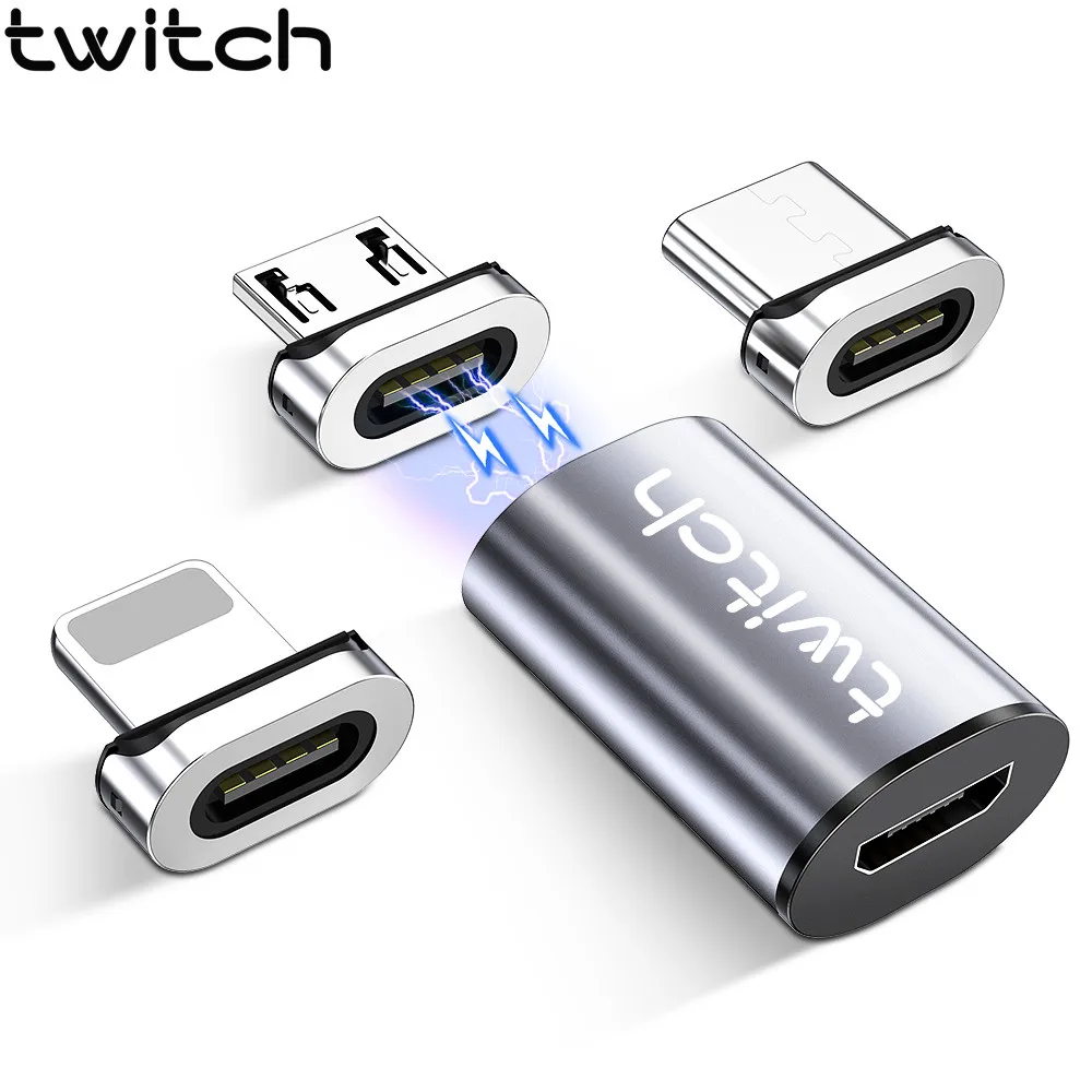Магнитный микро USB адаптер Twitch для iPhone Samsung Xiaomi гнездо на Type C штекер магнитный