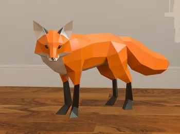 

3D paper model handmade standing fox DIY wallpaper model home decoration wall decoration children's educational toy gift