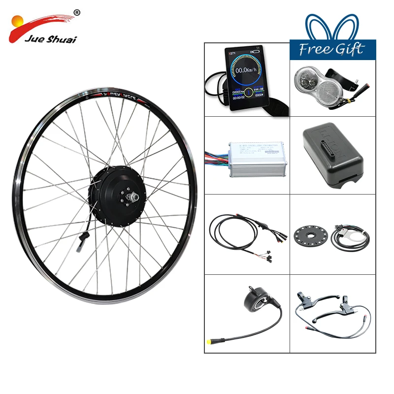 

JS 48V 500W Electric Bicycle Gear Hub Motor Front Wheel Drive eBike Conversion Kit for DC Engine e Bike Kit bicicleta eletrica