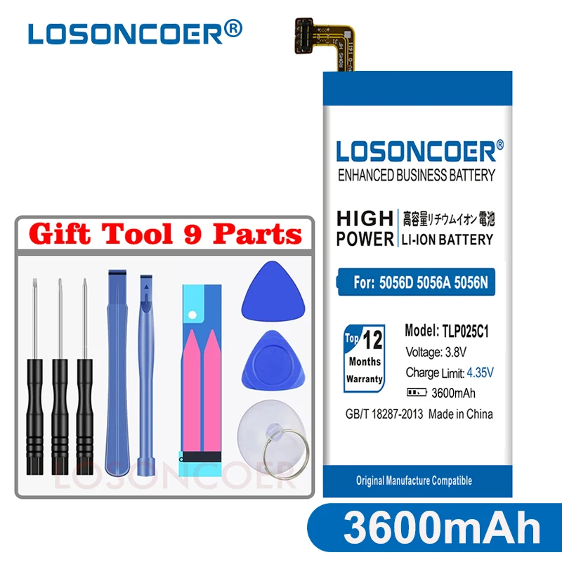 

LOSONCOER TLP025C2 TLP025C1 3600mAh High Quality Battery For Alcatel One Touch POP 4 Plus 4+ OT-5056D 5056O 5056N 5056A 5056W