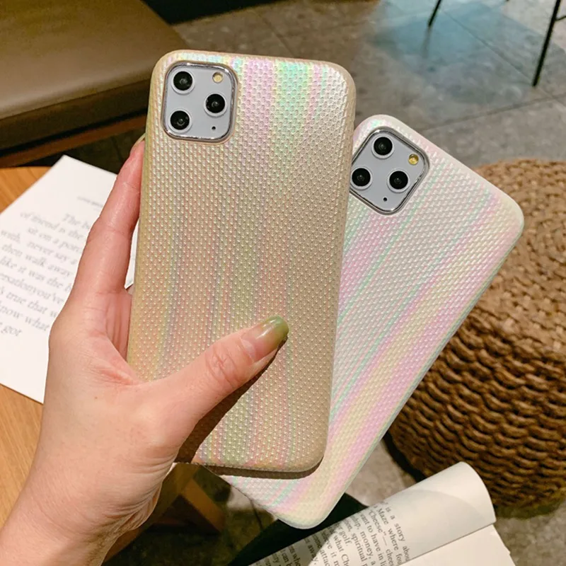 Rainbow Microfiber Case for iphone 11 Pro Max All Inclusive Drop Aurora Gradient Cover XS XR X 6 6S |