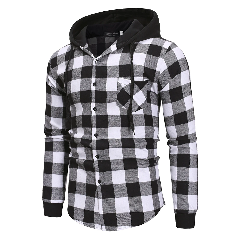 Men's Shirts Autumn Fashion Casual Plaid Shirts Long Sleeve Cotton high quality Pullover Hooded Shirt Winter Mens Top Blouse Men's Shirts Autumn Fashion Casual Plaid Shirts Long Sleeve Cotton high quality Pullover Hooded Shirt Winter Mens Top Blouse