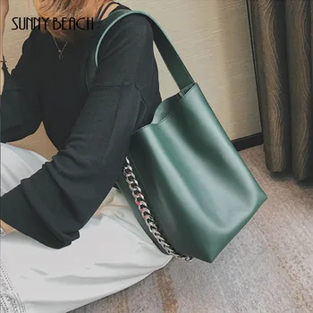 

SUNNY BEACH Vintage Women Bag Shoulder Bags Chain Shopping Luxury Female Handbag Girl Bolsas Lady pu Leather Bag