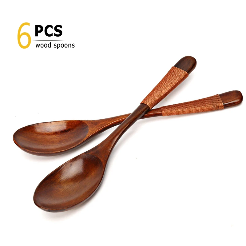 Kitchen Long Handle Wooden Dessert Rice Soup Spoon Teaspoon Cooking Utensil New Kitchen Long Handle Wooden Dessert Rice Soup Spoon Teaspoon Cooking Utensil New