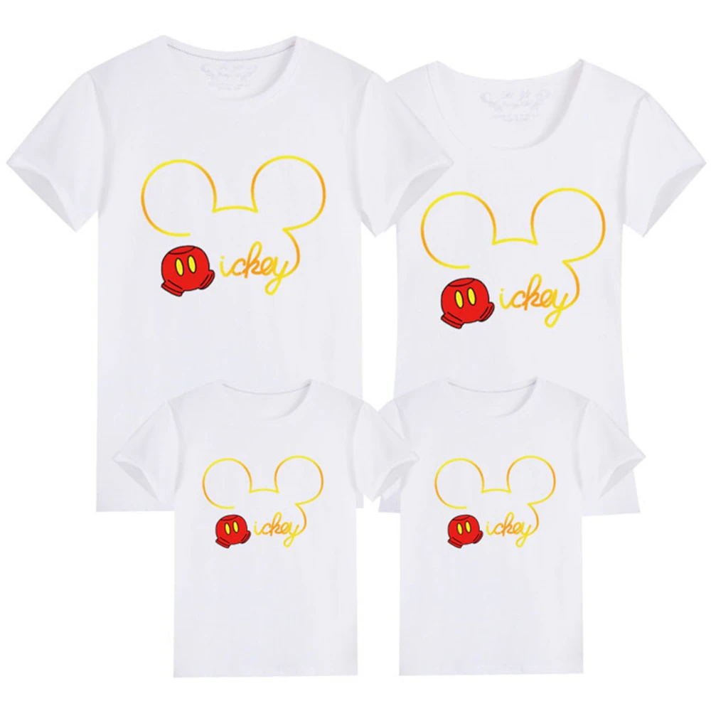 Disney camiseta a juego para la familia, camisetas para mamá y yo, Mickey Mouse, animados, manga corta, niños, niñas, ropa, camisetas, _ - AliExpress Mobile