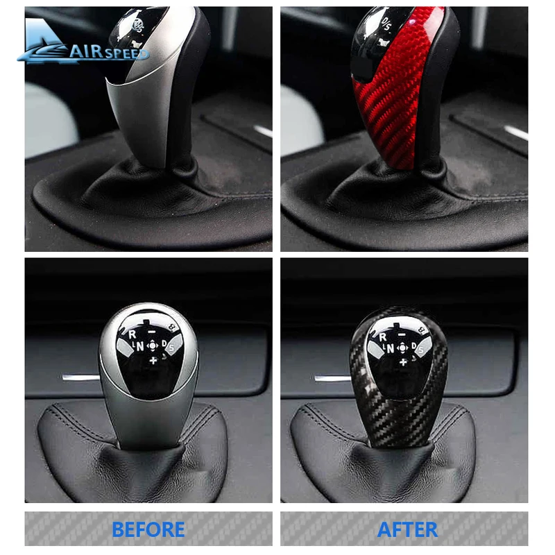 AIRSPEED for BMW M3 M5 M6 Carbon Fiber for BMW M3 M5 M6 Stickers Car Gear Shift Knob Cover Sticker Interior Trim Accessories