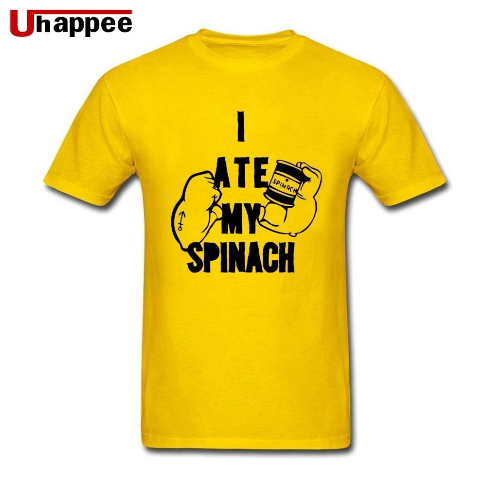 Brand 80S Shirts I Ate My Spinach Gym Motivation Men's Slim Fit White Short Sleeved Personalized Tees For Man Tall Size | Мужская