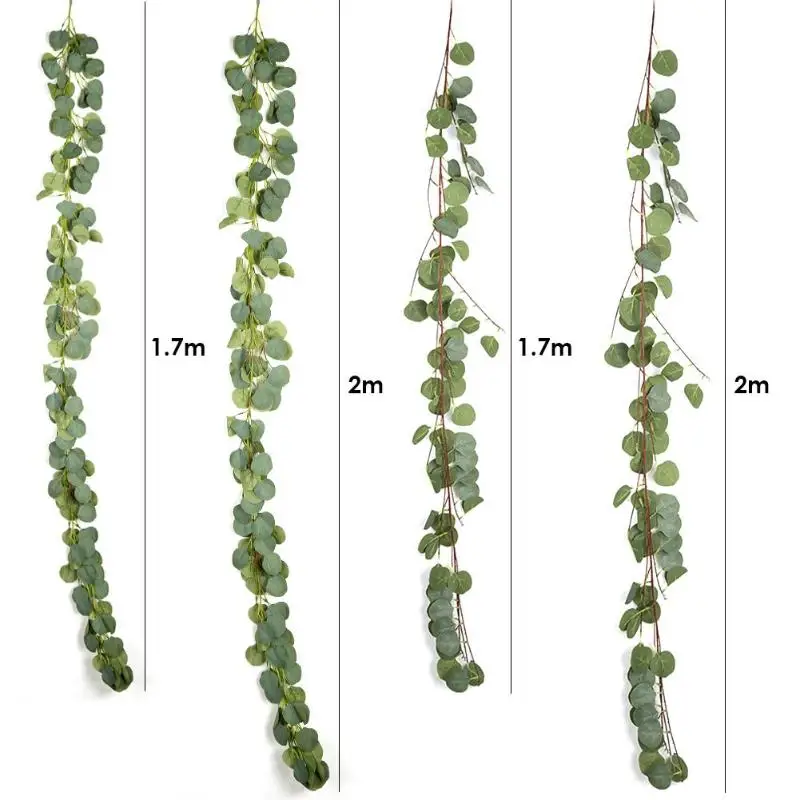 Hot Sale Artificial Rattan Delicate Texture Artificial Green Leaves Vine Rattan Simulate Wedding Party Ivy Wreath Wall Decor