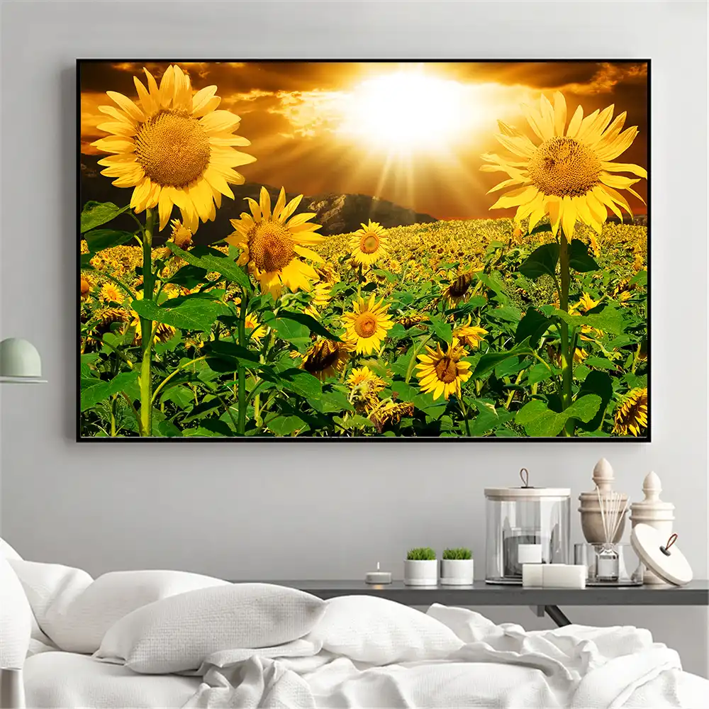 Cuadro con diseño de girasol para decoración de la cocina, lienzo