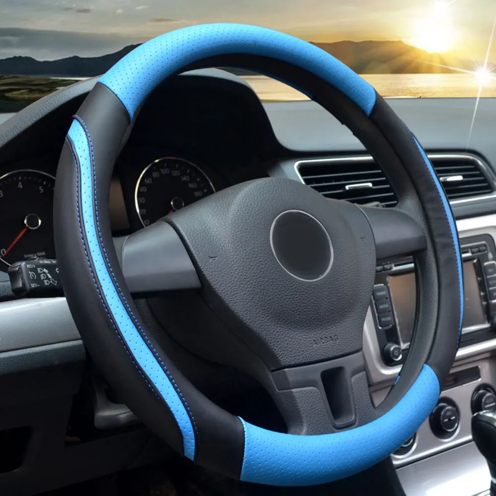 DSYCAR 1 шт. универсальный чехол рулевого колеса автомобиля, без запаха дышащая микрофибра кожа 38 см крышка рулевого колеса подходит для автомобиля