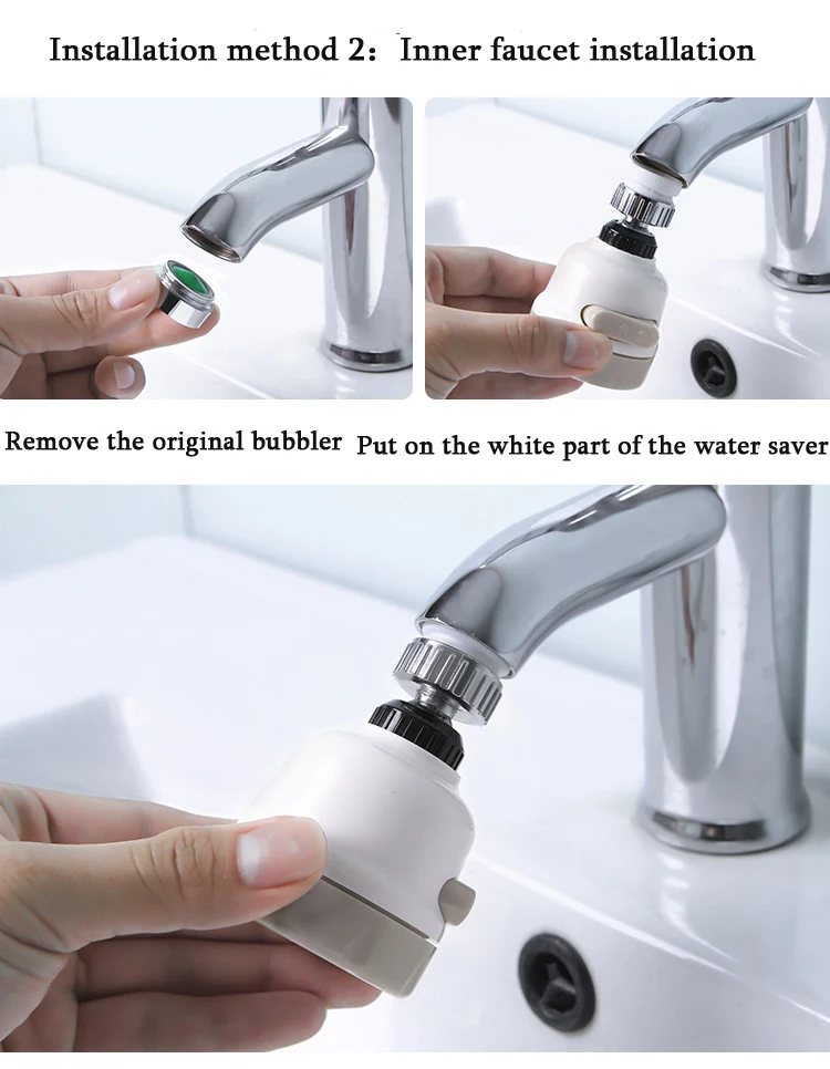 Kitchen Faucet Head 360Rotate Water Saving Tap with 3 Modes Spray Head Moveable Nozzle Filter for Household Bathroom Accessories