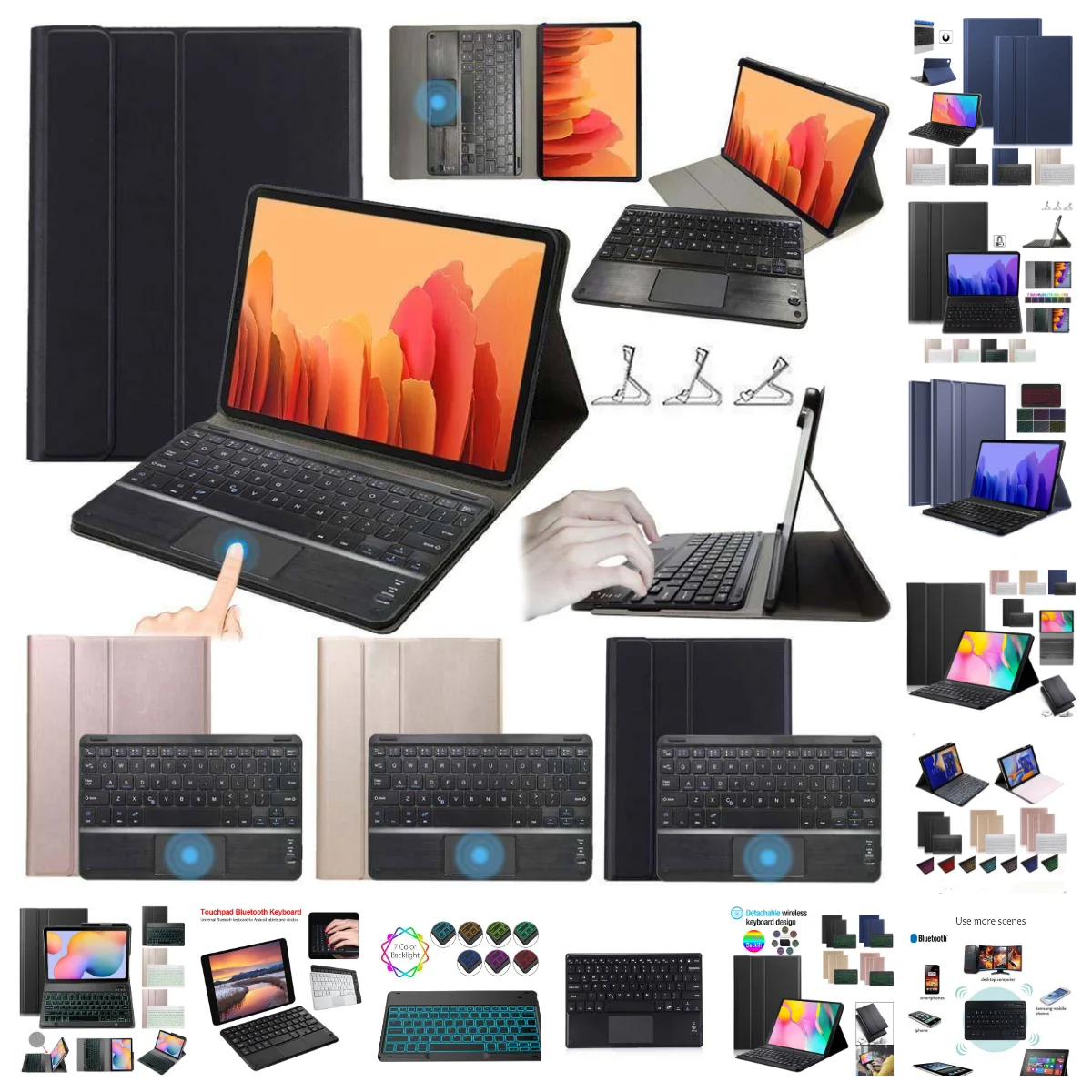 

Slim Wireless Backlit Keyboard Case for Samsung Galaxy Tab A7 10.4 Inch 2020 Tablet Funda SM-T505 T500 Keyboard Leather Cover