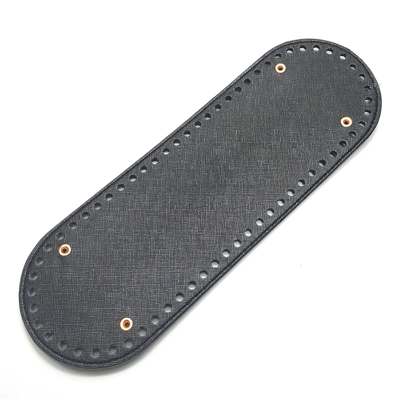 Parte inferior larga Ovalada para bolso de punto, 30x10cm, fondo hecho a mano de cuero PU con 64 agujeros, cojín de croché artesanal, accesorios para bolso