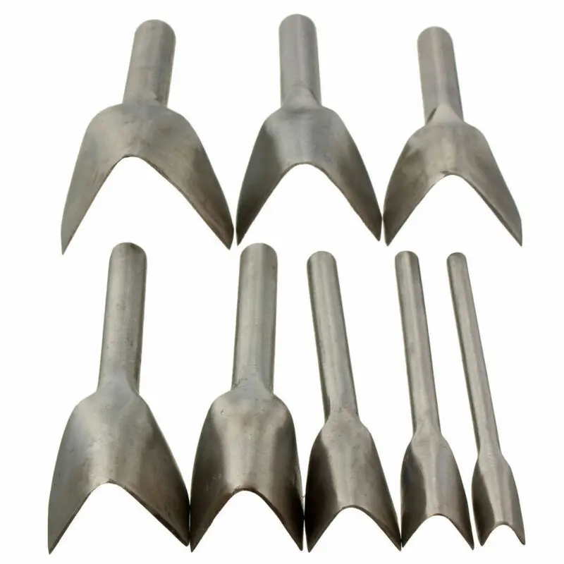 Leather tools leather craft tool kit leather craft tools leather craft tool leather punches eyelets punching tools V-shape leather DIY punching handwork tool belt round fillet shaped punch tail cut steel leather DIY cutting 10-45mm