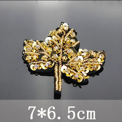 Черный лист ручной работы из бисера мотив патчи листья клен Вышивка пришить Аппликация эмблема на ткани DIY аксессуары для одежды TH1635