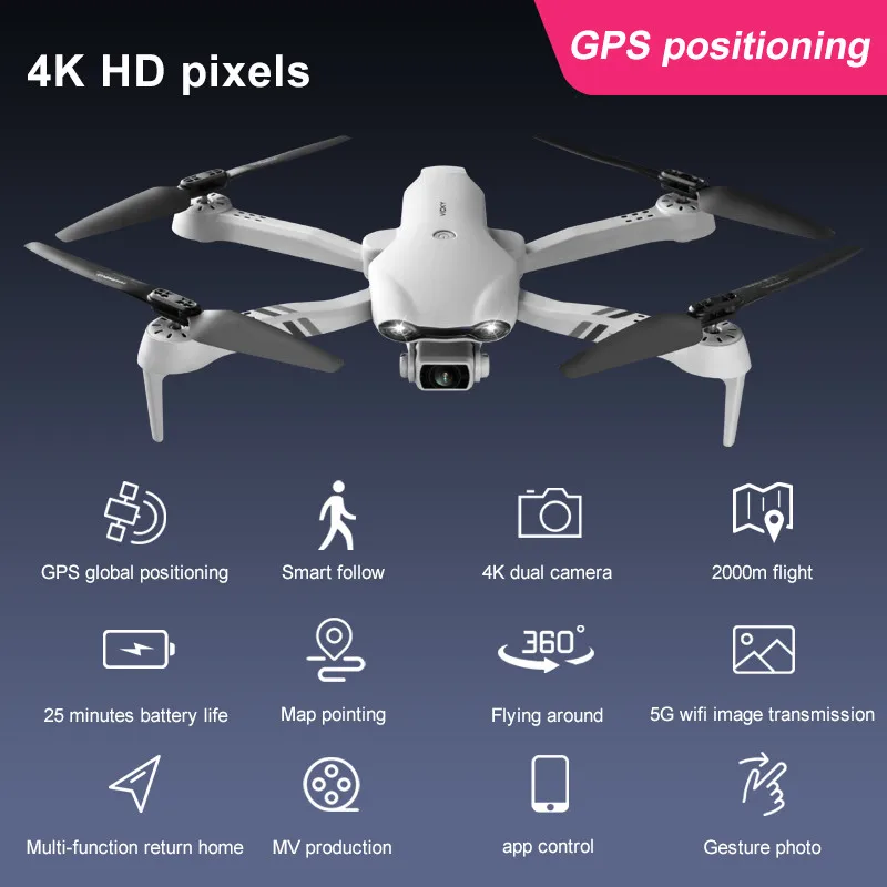 신제품 드론, 4K 2021 P HD 카메라 GPS 5G 와이파이 FPV 듀얼 카메라 높이 유지 접이식 쿼드콥터 RC 드론 장난감, 1080