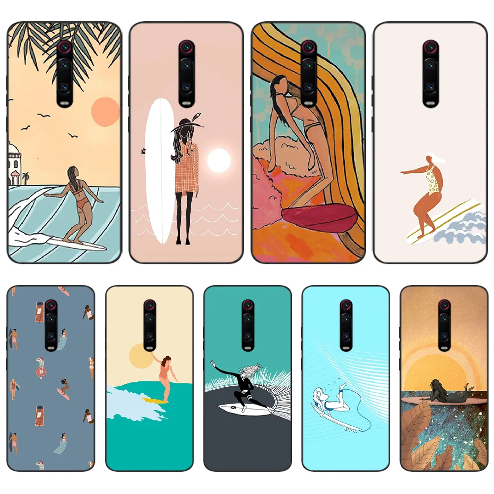 Чехол для телефона BaweiTE surfboard surf art Girl роскошный уникальный дизайн Redmi K20 Note4 4X 5 5A 6