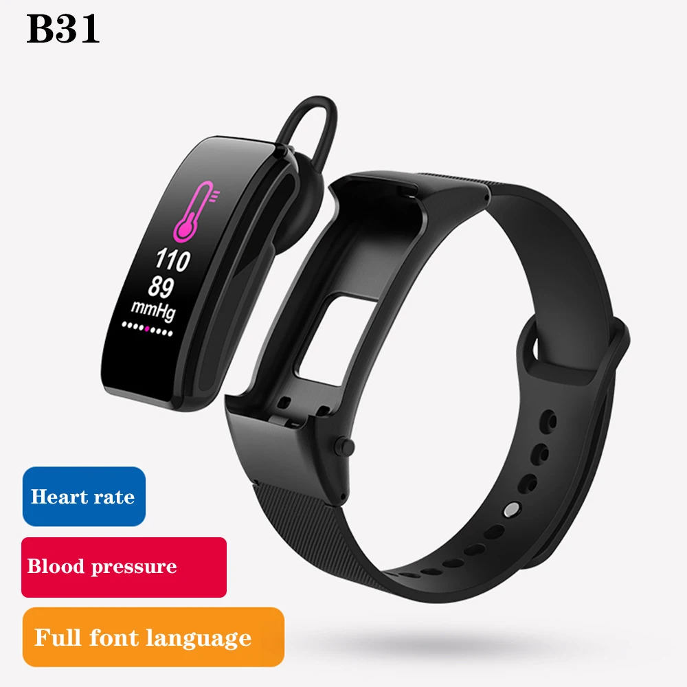 

Smart Talk band Bracelet Bluetooth Headset 2 in 1 heart rate Smart Watch talkband For ios huwei xiomi phone Men B31 NOT b3 b5