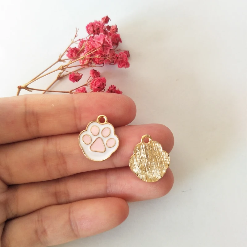 

10pcs DIY Handmade Material Metal Enamel Bear Paw Charms Bracelet Dog Claw Pendants For Necklace Earring Jewelry Making Craft