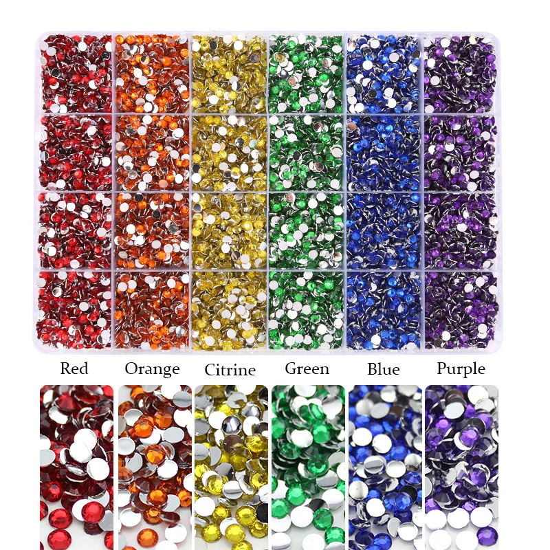 Embroidery Machines 19200pcs/box Resin Loose Rhinestone Rainbow Color AB Glue On Rhinestones for DIY Creative Design Decoration Crafts tailoring marker pencil Fabric & Sewing Supplies