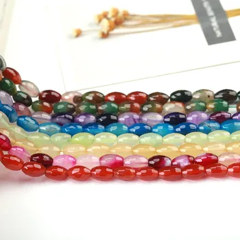 

High Quality 8x12mm Natural Agates Stone Faceted Oval Shape Necklace Bracelet Jewelry DIY Gems Loose Beads 15 Inch wk11