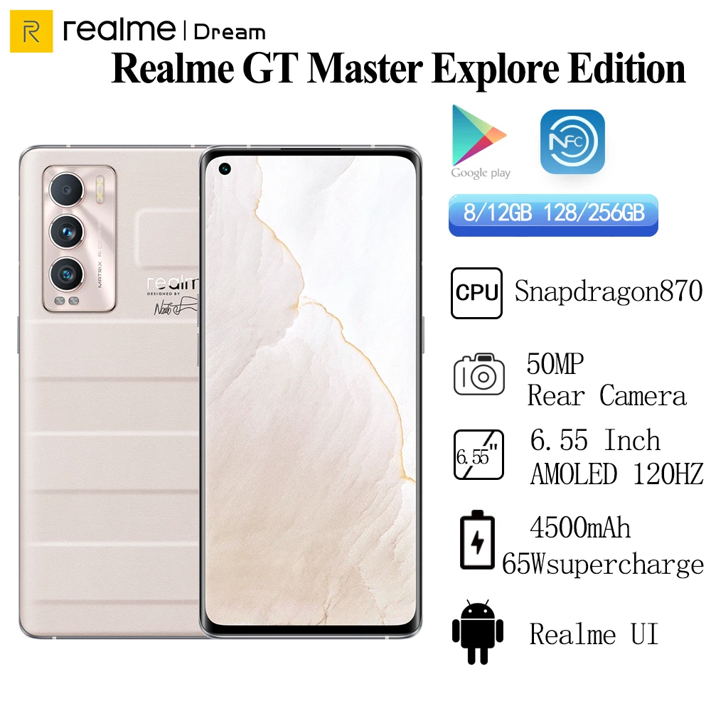 8gb ddr3 Realme GT Master Explore Edition 5G Mobile Phone Snapdragon 870 50MP IMX766 NOMO   CAM 6.55" FHD+ AMOLED 120Hz 65W Charger NFC O laptop ram