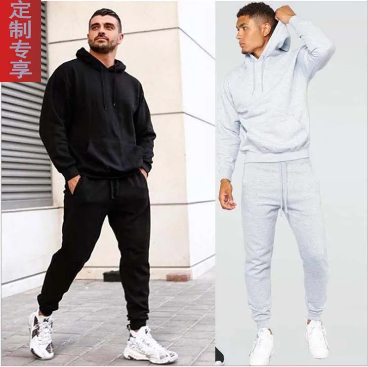 

Foreign Trade Cross Border Amazon Europe and America Casual Sports Men Autumn and Winter Hoodie Solid Color Hoodie Suit Male Cus