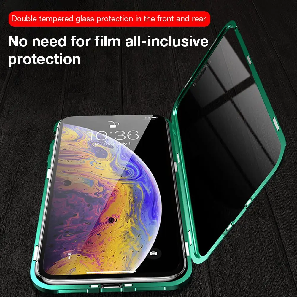 

Magnetic Adsorption Protection Shell for iPhone Second Generation Anti-Peep Magnetic King Mobile Phone Case Metal Frame #CO