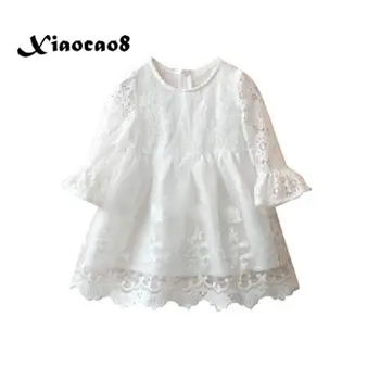 

2~12Y Kids White Lace Dresses for Girls Autumn Long Sleeve Princess Dress Children Cute Clothes Baby Toddler Girl Dresses Tops