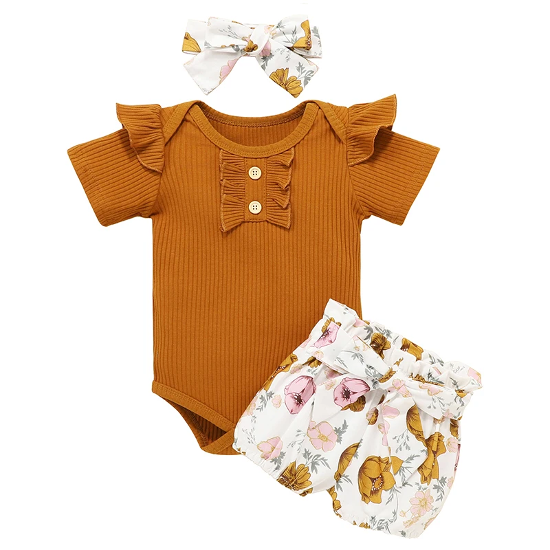 small baby clothing set	 Newborn Baby Girls Summer Clothes Set Cotton Short Sleeve Romper Floral Shorts Headband 3Pcs For New born Infant Clothing Outfit stylish baby clothing set Baby Clothing Set