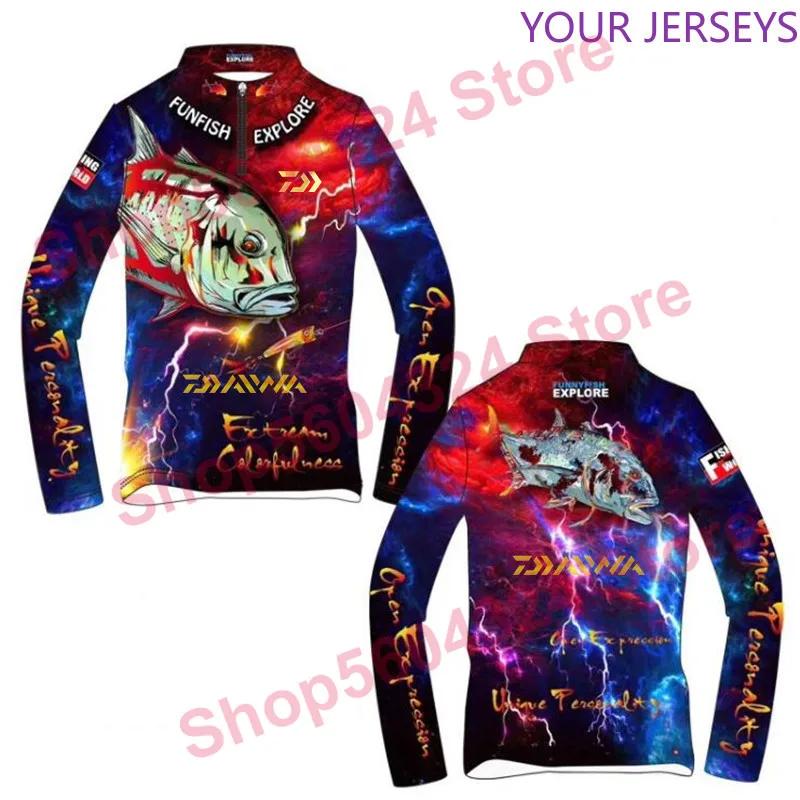 

Summer Fishing Clothing Long Sleeve Daiwa Fishing Sunscreen Breathable Anti Mosquito Quick Drying Cold Sensation Fishing Shirt