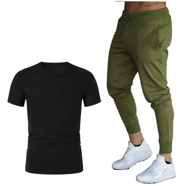 Бежевый Camiseta de manga corta para hombre с логотипом marca Tide camiseta suelta casual de moda+ Pantalones deportivos para Corner 20 - Цвет: Бежевый
